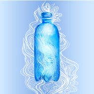 Transparent bottle of water