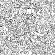 Thanksgiving autumn symbols food and drinks seamless pattern N2