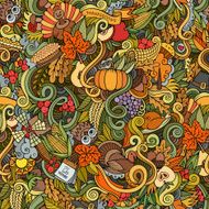 Thanksgiving autumn symbols food and drinks seamless pattern N3