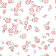 Rose with leaf seamless pattern