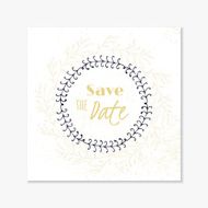 Wedding invitation card template with hand drawn floral wreath Doodle