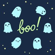 Cute ghosts Halloween illustration