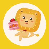 animal lion having afternoon tea theme elements