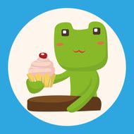 animal frog having afternoon tea theme elements
