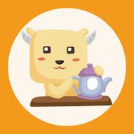 animal goat having afternoon tea theme elements N2