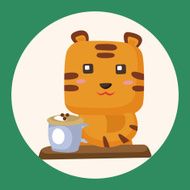 animal tiger having afternoon tea theme elements N3