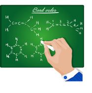 Male hand writing with chalk