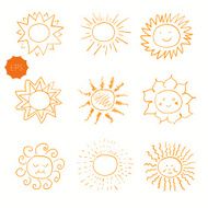 Set fo doodle sun icons