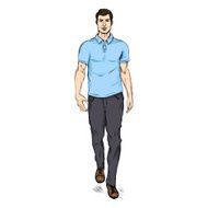 Vector Sketch Fashion Male Model in Trousers and Polo Shirt