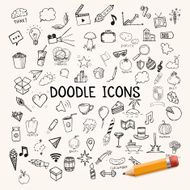 Group of icons vector doodle objects