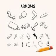 Vector set of hand-drawn arrows