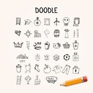 Set of doodle icons vector hand-drawn objects