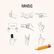 Doodle Hand movements Vector hand drawn icons