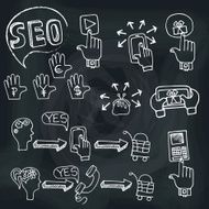 Doodle scheme main activities seo with icons Chalkboard N2