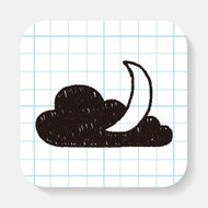 moon and cloud doodle drawing