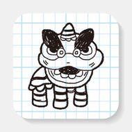 Chinese New Year The dragon and lion dancing head doodle