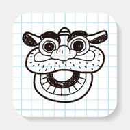 Chinese New Year The dragon and lion dancing head doodle N3