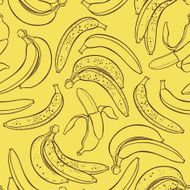 Vector seamless pattern of bananas on yellow background