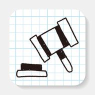 Auction hammer doodle drawing