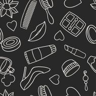 Beauty and fashion seamless pattern with cosmetic accessories