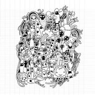 Hand drawn Aliens and Monsters cartoon doodle N31