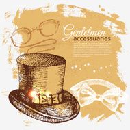 Sketch gentlemen accessory vintage background Hand drawn men il