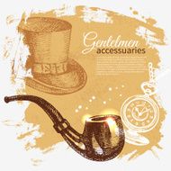 Sketch gentlemen accessory vintage background Hand drawn men il N2