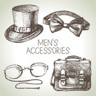 Sketch gentlemen accessories Hand drawn men illustrations set N2