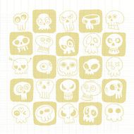 Hand drawn Skulls doodles vector set N2