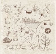 Collection of spring doodle sketch elements N3