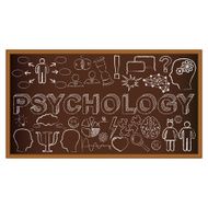 Chalk board doodle with symbols on psychology Vector illustration Set