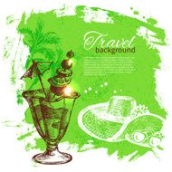 Travel and holiday background Hand drawn sketch illustration