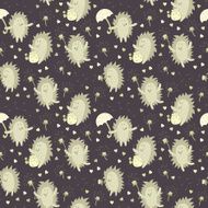 pattern with hedgehog and dandelion N2