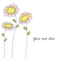 yellow and pink pastel color flowers doodle with space