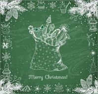 Christmas card with sack full of gifts N2
