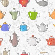 Seamless background with teapots N3