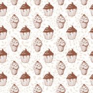 hand-drawn cupcakes seamless pattern