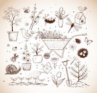 Collection of spring doodle sketch elements N5