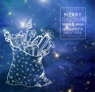 Christmas card with sack full of gifts N3