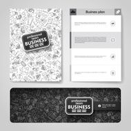 Vector template with hand drawn doodles business theme N2