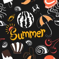 summer seamless pattern with hand drawn doodles