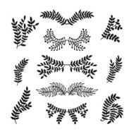 Set of vector hand drawn laurels wreath branches N2