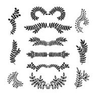 Set of vector hand drawn laurels wreath branches N3