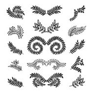 Set of vector hand drawn laurels wreath branches N4