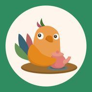 animal bird having afternoon tea theme elements