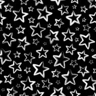 Vector seamless pattern with white stars on black background