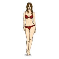 Vector Sketch Fashion Female Model in Underwear N3