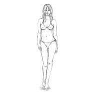 Vector Sketch Fashion Female Model in Bikini N2