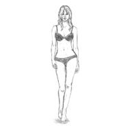 Vector Sketch Fashion Female Model in Underwear N4