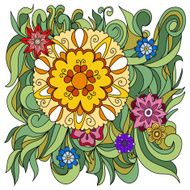 Ethnic floral zentangle doodle pattern Beautiful art flowers Multicolored N3